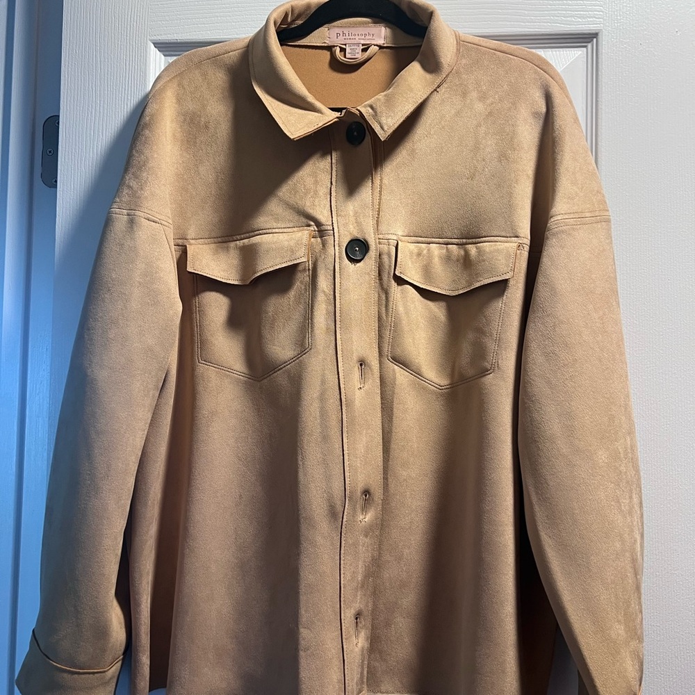 Faux Suede Tan Button-Up Jacket🐻